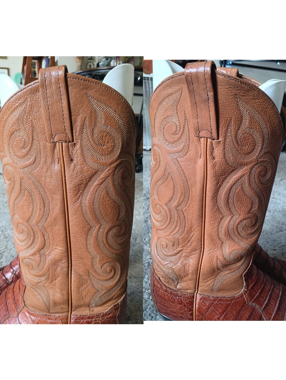 🤎 Tony Lama Cognac Caiman Belly Boots Mens 9.5 Brown Tan Western Cowboy Leather - Picture 10 of 16